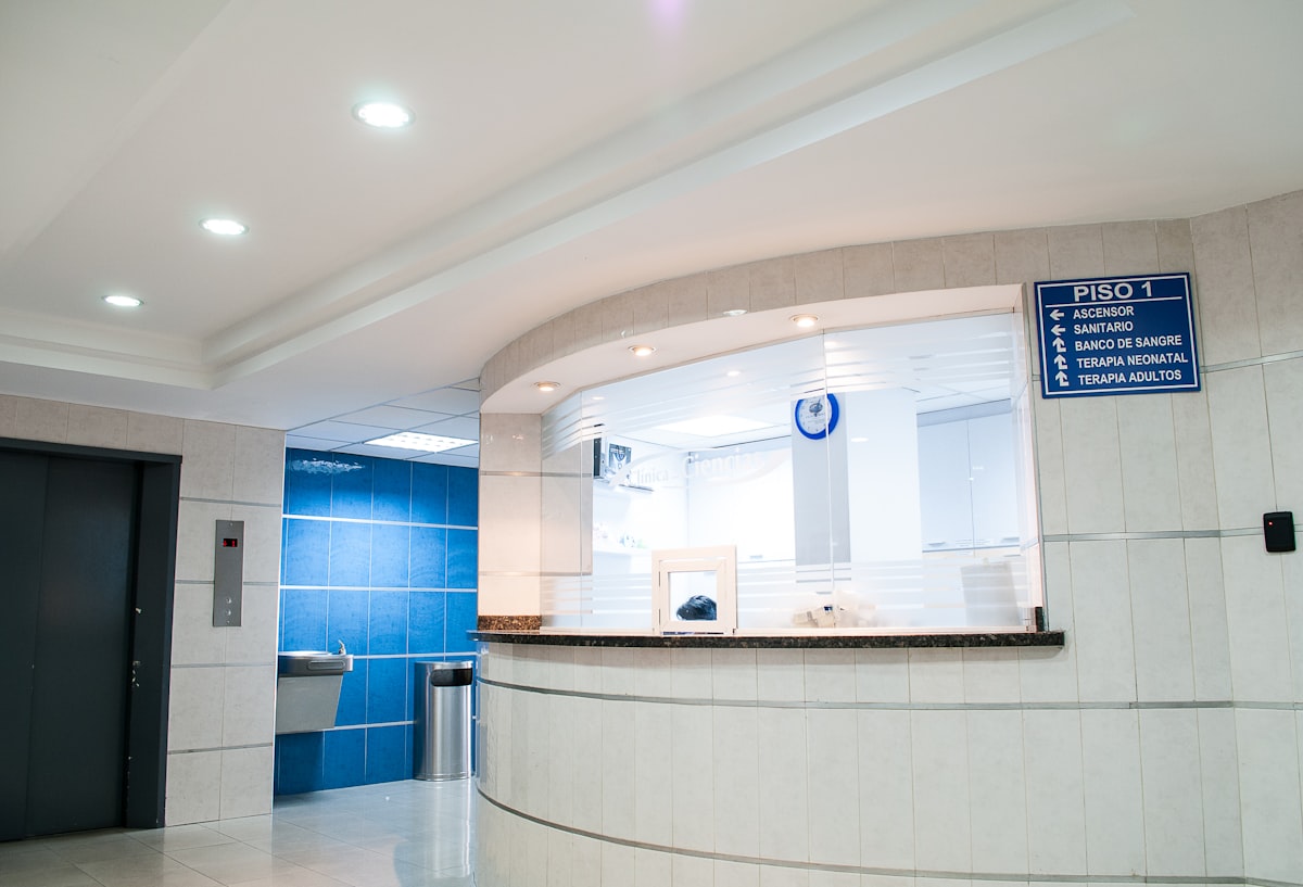 Bright hospital corridor